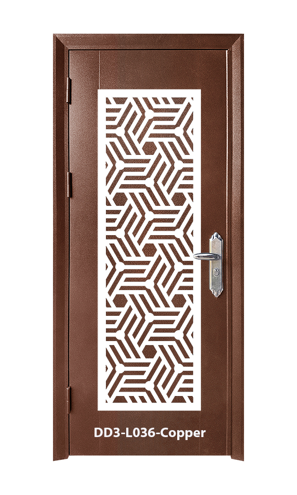 SECURITY DOOR IN DOOR 3'x7'<br> - Laser Cut Design -  DD3-L036-Copper